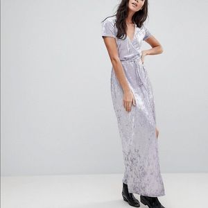 Glamorous wrap front maxi dress in crushed velvet